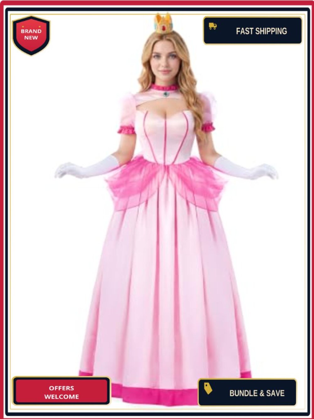 Princess Costume Dress Headband Gloves Cosplay Party
